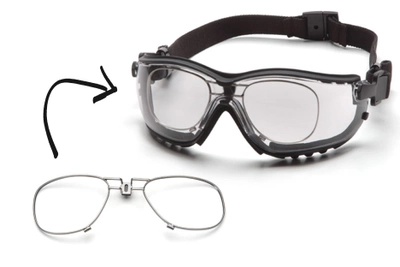 Тактичні окуляри з діоптрійною вставкою у комплекті Pyramex V2G clear прозорі