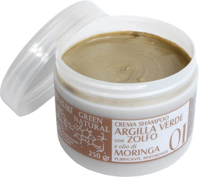 Крем-шампунь с зеленой глиной, биосерой и маслом моринги - Alan Jey Green Natural Cream-Shampoo 250g (793611-72570)