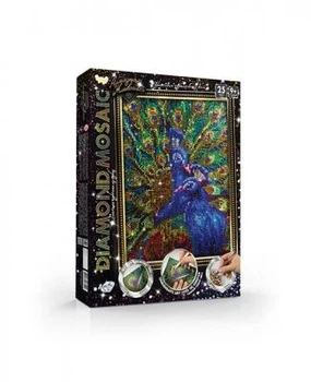 Алмазна мозаїка Diamond mosaic Птахи. Павич, 20х30см, Danko Toys (DM-02-03)