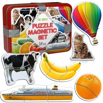 Набор-подарок магнитных Baby puzzle 54 магнитов, в подарочной коробке, в метал. Magdum (ML4031-62EN)