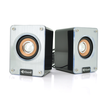 Колонки 2.0 Kisonli K200, для ПК та ноутбука, USB + 3.5mm, 2x3W, 20Hz-20KHz, Silver