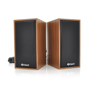 Колонки 2.0 Kisonli T-002A для ПК та ноутбука, USB + 3.5mm, 2x3W, 20Hz-20KHz, Brown