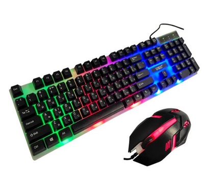 Комплект USB LED (KB+Mouse)K 01 / M 416, (Eng/Рус), Black Voltronic