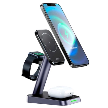 Зарядка беспроводная Qi 3 в 1 Qi 3 в 1 Acefast E3 |15W Max| Док-станция для iPhone + iWatch + Airpods Black (E3B)