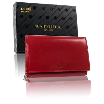 Женский кожаный кошелёк Badura с RFID 11,5 х 17,5 х 3 (PO_D104CR_CE) - красный