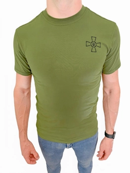 Футболка ЗСУ с крестом , летняя военная футболка Олива мужская , тактическая футболка военнослужащих ВСУ Размер М (48)
