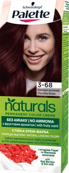 Стойкая крем-краска для волос Schwarzkopf Palette Naturals без аммиака 3-68 Шоколадно-каштановый 110 мл (3838824171548)