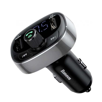 FM-трансмиттер модулятор Baseus S-09 (CCALL-TM0A) T typed Bluetooth MP3 charger Чёрный-Серый