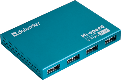 USB-хаб Defender Septima Slim+Adapterб 7xUSB 2.0 220V (83505) (6054147)