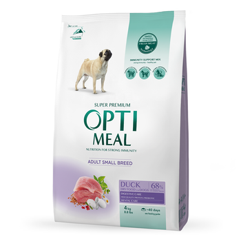 Сухой корм для собак малых пород Оптимил с уткой OPTIMEAL для adult dogs of small breeds duck 4 кг.