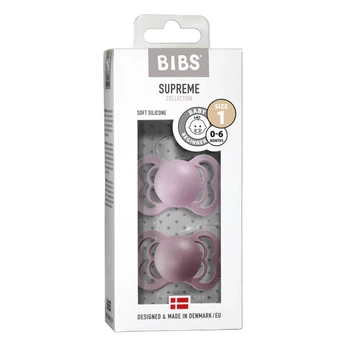 Пустышка BIBS Supreme Heather + Lilac Silicone 0-6мес. 2 шт.