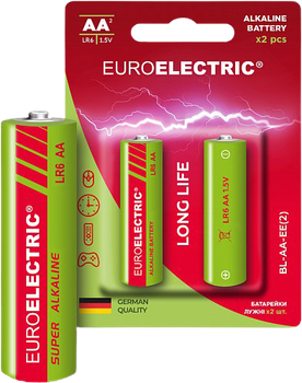 Батарейки щелочные Euroelectric AA LR6 1.5 V blister 2 шт (BL-AA-EE(2))