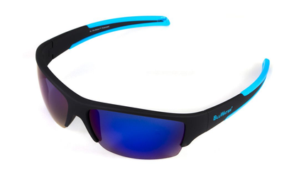 Очки поляризационные BluWater Daytona-2 Polarized (G-Tech blue), синие зеркальные в чёрно-голубой оправе