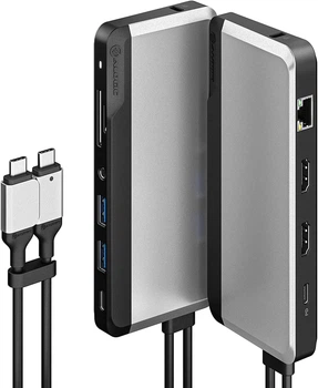 Док станція ALOGIC USB-C 10 в 1 Super Dock, подвійний дисплей: 4K при 60 Гц, 2 HDMI
