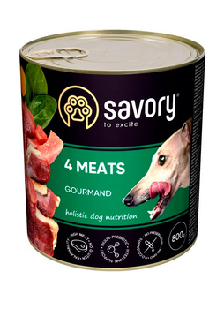 Влажный корм для собак Savory Dog Gourmand 4 вида мяса