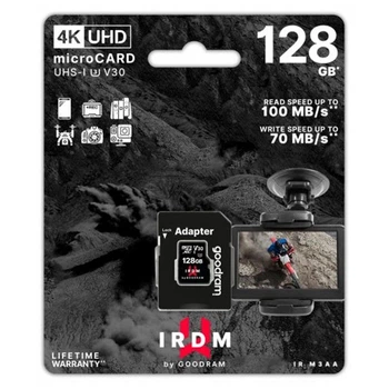Карта памяти Goodram 128GB MicroSDXC UHS-I/U3 Class 10 IRDM + SD-адаптер R100/W70MB/s (IR-M3AA-1280R12)