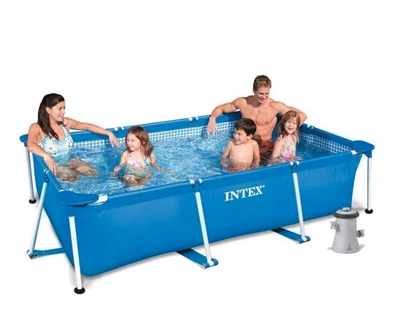 Бассейн каркасный Intex Small Frame 1662 л 220х150х60 см с насосом 2006 л/ч тентом и подстилкой Синий (IP-169570)