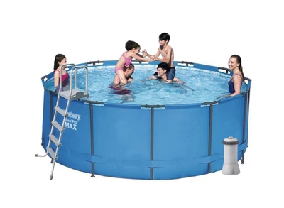 Бассейн каркасный Bestway Steel Pro Max круглый 366х133 см 11174 л с лестницей подстилкой и насосом 3 785 л/ч ПВХ Синий (IP-172693)