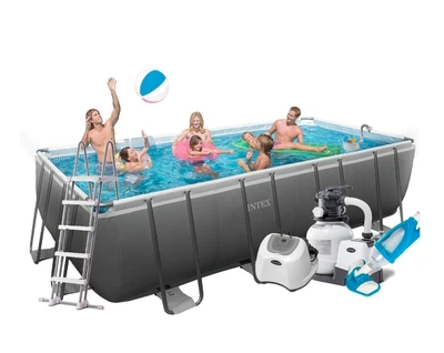 Каркасный бассейн Intex Ultra XTR Frame 17203 л 549х274x132 см с насосом 6000 л/ч лестницей тентом и подстилкой Серый (IP-170916)