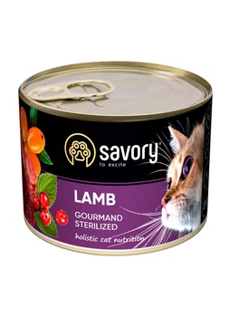 Влажный корм Savory для стерилизованных котов с ягненком, 200г