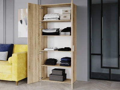 Шафа меблевий розпашній дверної DrevoGoods підлоговий з полицями для одягу - в прихожу, спальню, вітальню або балкон 800 х 1824 х 370 мм Дуб Сонома (00147VH024MS)