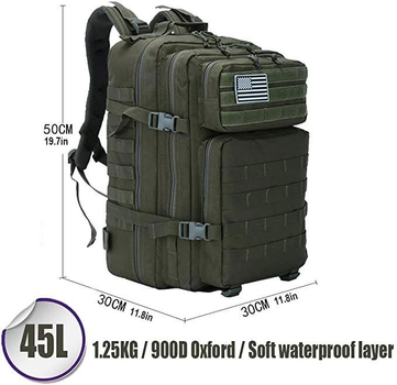Военно-тактический рюкзак для мужчин и женщин 45L с пружинной системой, Цвет: Хаки