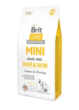 Сухой беззерновой корм Brit Care Mini Hair&Skin для взрослых длинношерстных собак мини пород с лососем и сельдью 7 кг