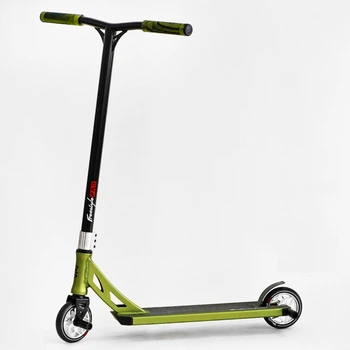 Самокат трюковый Best Scooter "Freestyle Pro" HIC-система, пеги, алюминиевый диск и дека, колёса PU. Green (115642)