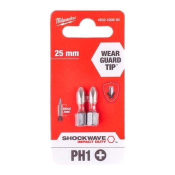 Биты для шуруповерта Shockwave Impact Duty Milwaukee PH1 x 25 мм 2шт (4932430850)