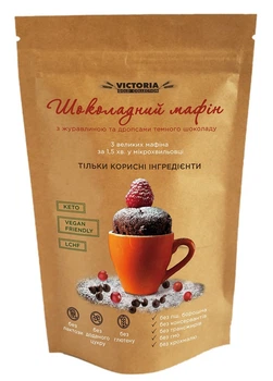 Кондитерська суміш Шоколадний КЕТО мафін з журавлиною без цукру Victoria Premium Product 170 г