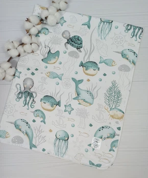 Непромокаемая пеленка многоразовая 80×100 для новорожденных a.l.babybox Морские жители Разноцветный