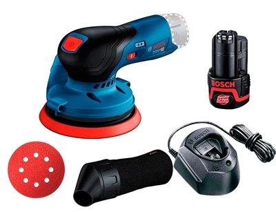 Аккумуляторная эксцентриковая шлифмашина Bosch Professional GEX 12V-125 + 1 акб GBA 12V 2 Ah + з/у GAL 1210 CV (0601372101+1600A01L31)