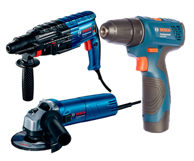 Набор инструментов Bosch Professional перфоратор GBH 240 + болгарка GWS 670 + шуруповерт GSR 120 LI (06112721BS)