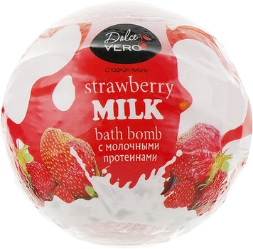 Бомба для ванни з протеїнами молока "Strawberry", червона - Dolce Vero 75g (836288-21330)