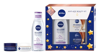 Nivea Anti-Age Beauty подарунковий набір XVII. (Міцелярна вода для чутливої ​​шкіри 200 мл + денний крем для зміцнення контурів обличчя 50 мл + зміцнюючий нічний крем 50 мл)