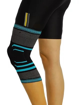 Бандаж трикотажный на коленный сустав с фиксацией коленной чашечки Morsa Cyberg Черный размер XXL 1 шт (8698811082715)