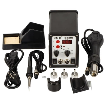 Паяльная станция с феном JCD 8586 SMD с ЖК-дисплеем + насадки для фена (101428)