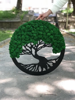 Панно,картина, дерево со стабилизированым мхом А класу MiNature Moss 60 см