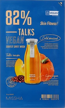 Тканина маска - Missha Talks Vegan Squeeze Sheet Mask Skin Fitness 27g (854944-29709)