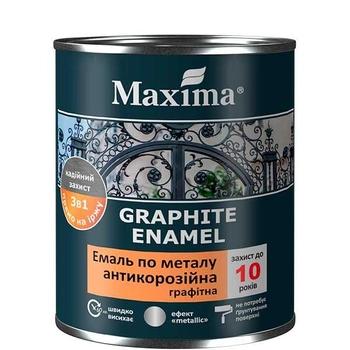 Эмаль антикоррозийная по металлу 3 в 1 графитная Maxima - 0,75 кг, серый (1491)
