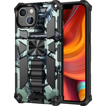 Чехол Military Shield для Iphone 14 бампер противоударный с подставкой Turquoise