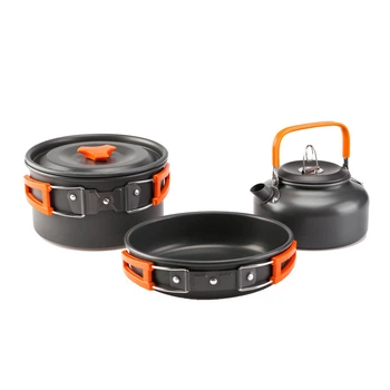 Набор туристической посуды Cooking Set DS-308, оранжевые ручки