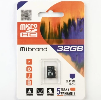 Карта памяти Mibrand microSDHC Class 10 UHS-I 32GB флешка флеш-накопитель для смартфонов и камер