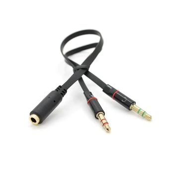 Сплиттер Jack 3.5 мм Voltronic 2 pin на 2 выхода папа плоский черный