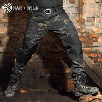 Тактичні військові штани HAN WILD Multicam Black з посиленими колінами M Multicam HWM701894