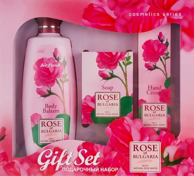 Набір - BioFresh Rose Bulgaria Gift Set (b/balm/330ml + soap/100g + h/cr/75ml)