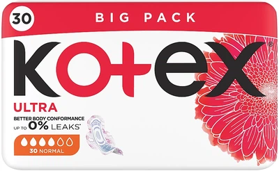Гигиенические прокладки, 30 шт - Kotex Ultra Normal Quadro 30шт (925825-19743)