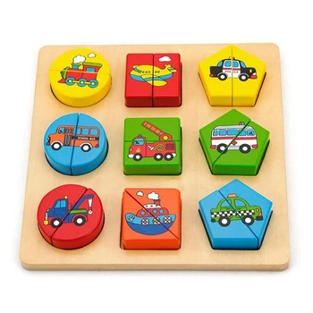 Деревянный пазл-сортер Viga Toys Фигуры и транспорт (SKU-59586) 21 x 3 x 21 см