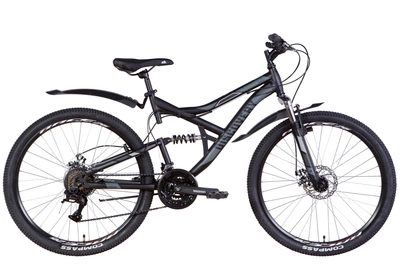 Велосипед 26" Discovery Canyon AM2 DD рама 17.5" 2022 горный двухподвес черно-серый (на рост 160-175 см) (OPS-DIS-26-444)