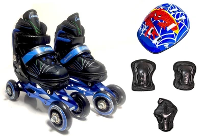 Детские Ролики для начинающих квады с комплектом защиты Caroman Sport Blue размер 36-39
